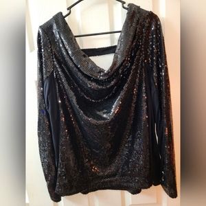 Lane Bryant Sequin Cowl Neck Cocktail Top